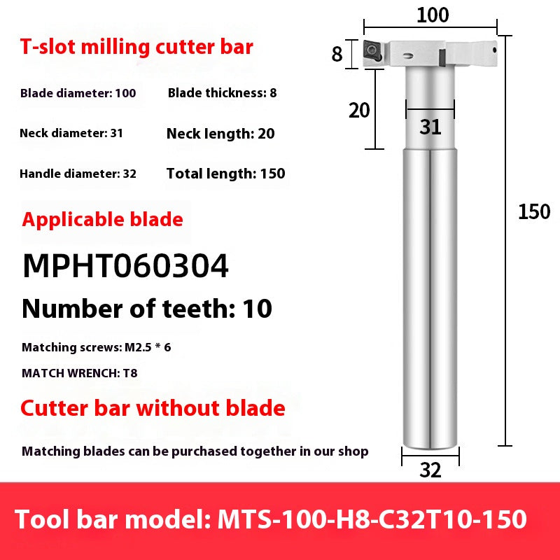2065-T-slot milling cutter rod CNC slotting HTS three-edged machining center numerical control T-slot milling cutter rod thickness 6 8 10 12 Shandong Denso Pricision Tools Co.,Ltd.